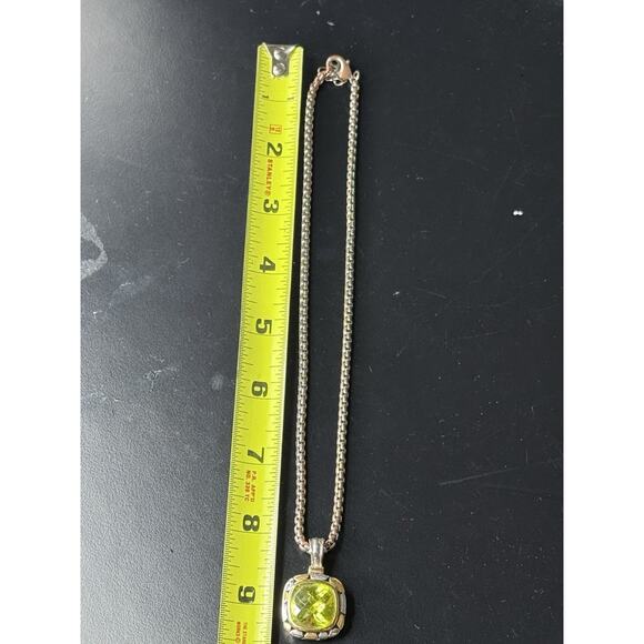 Vintage 2-tone Stunning Green CZ Renaissance Revival Adj. Necklace - Picture 6 of 6